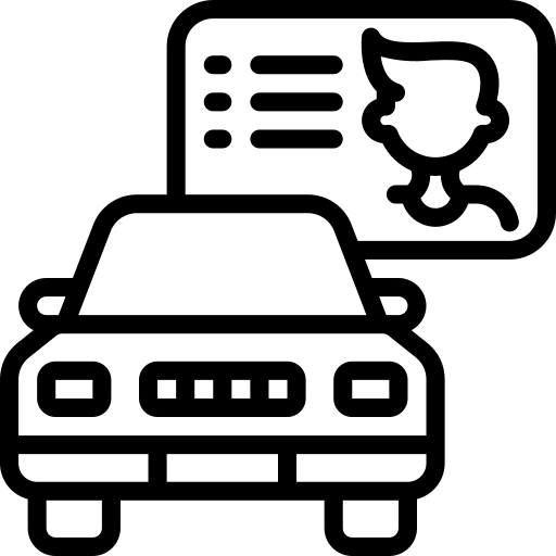 drivers license and car icon